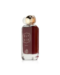 Elysia Vanilla parfumfles met luxe gouden dop en donkerrode inhoud